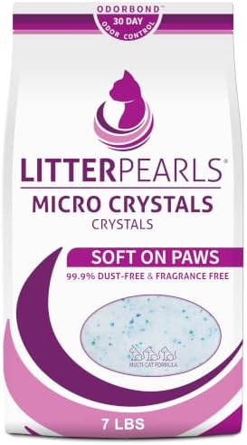 Litter Pearls Micro Crystals Unscented Non-Clumping Crystal Cat Litter with Odorbond, 7 lb, White, Clear and Blue Crystals (LPMC7) by LitterPearlsCatLitter