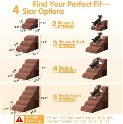 Topmart High Density Foam Dog Steps 5 Tiers, Extra Wide Deep Pet Steps - Image 6