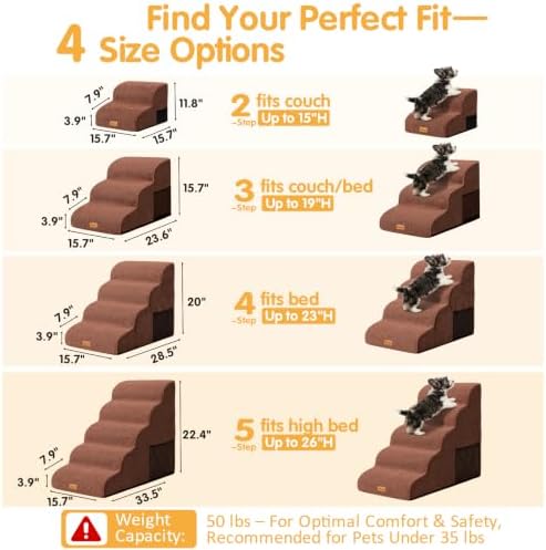 Topmart High Density Foam Dog Steps 4 Tiers, Extra Wide Deep Pet Steps - Image 6