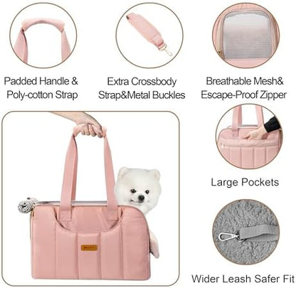 Dog Purse Carrier for Small Dogs Cats Rabbits Up to 12lbs, Lightweight Pet Sling Carriers with Crossbody Strap, Portable Puppy Soft Sided Tote Bag Carrier for Vet,Hiking,Travel Pink - Image 3