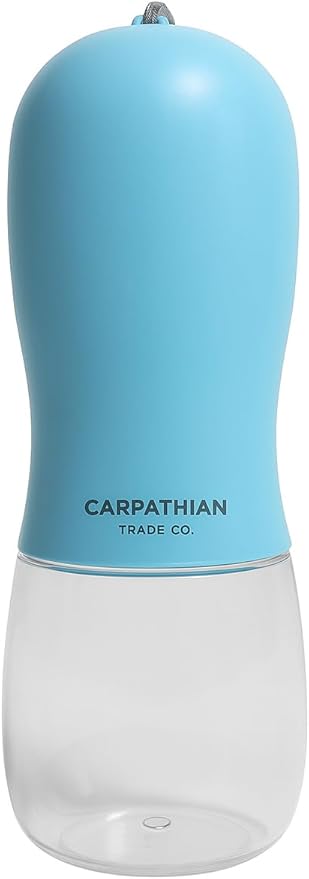Dog Water Bottle for Walking, Portable Pet Water Dispenser, Leak-Proof Travel Bottle for Dogs and Cats – Blue, 10 oz by CarpathianTradeCo