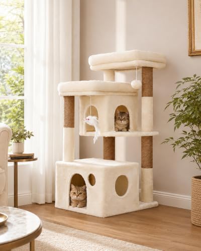 Heybly 34.6" Cat Tree Anti-Tipping Floor Cat Condo for Kittens, HCT205SMJ by HEYBLY