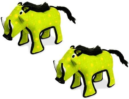 TUFFY - World's Tuffest Soft Dog Toy - Desert - Multiple Layers. Made Durable, Strong & Tough. Interactive Play (Tug, Toss & Fetch). Machine Washable & Floats (Green Warthog, Large 2 Pack)