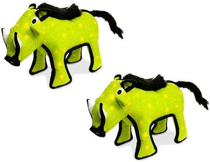 TUFFY - World's Tuffest Soft Dog Toy - Desert - Multiple Layers. Made Durable, Strong & Tough. Interactive Play (Tug, Toss & Fetch). Machine Washable & Floats (Green Warthog, Large 2 Pack)