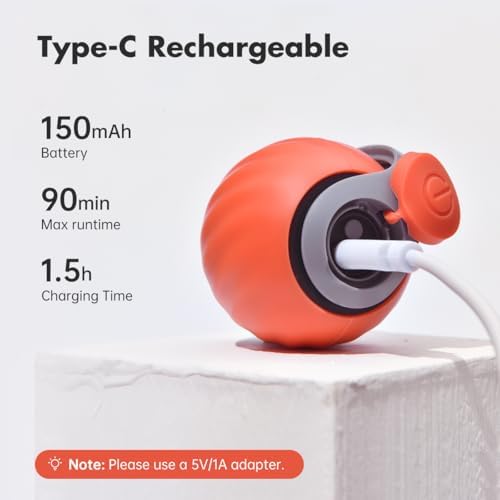 Petgravity Speedy Sprint Ball Toy for Cat Type-C Rechargeable Interactive Cats Toy (Orange 2.0) - Image 6