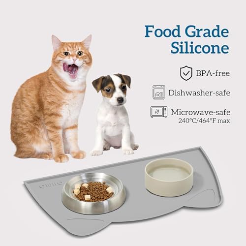 OHMO Cat Food Mat, Silicone Pet Feeding Mat, 20x12, Ash Light Grey - Image 4