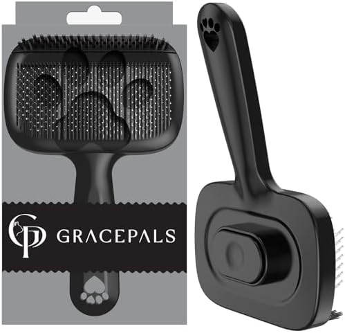 Self Cleaning Dog Brush for Shedding - Bristle Brush and Long/Short Needles Design, Skin Friendly, Slicker Deshedding Dog Brush, Hair Removal for Long & Short Haired Pets (Black) by Unknown