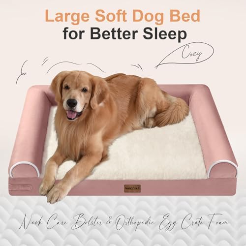 NANUYA Orthopedic Dog Bed for Medium Dogs, 28 x 19 Inch, Pink - Image 2