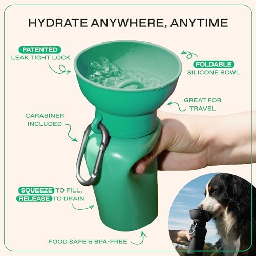 Springland 20oz Flip Portable Dog Water Bottle with Collapsible Bowl, Black - Image 4