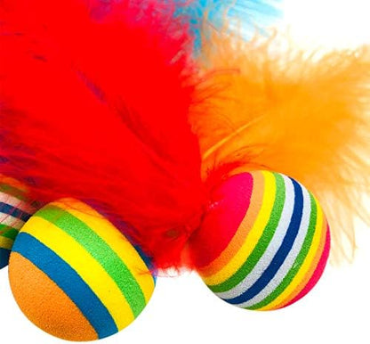PET SHOW 5 Pack Cat Toy Balls for Indoor Cats 1.4inch with Feathers - Image 5