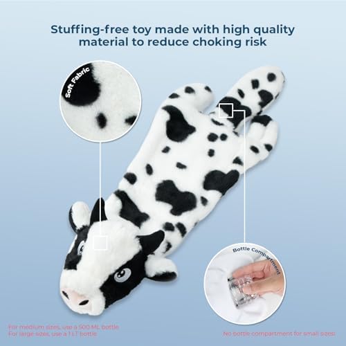 Best Pet Supplies 2-in-1 Stuffless Squeaky Dog Toy - Cow, Medium - Image 4
