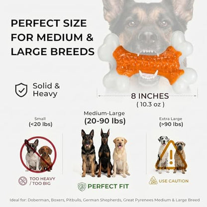 Kseroo Indestructible Dog Toys for Aggressive Chewers: Peanut Butter Flavored Hard Nylon Bone Chew Toys, Tough Dog Chew Toys for Large Dogs, Dog Toys to Keep Them Busy for Medium Large Breed, Orange - Image 3