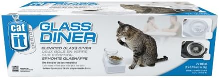 Catit Style 2-Bowl Glass Diner Set for Pets, White, 6.8 Fl Oz - Image 3