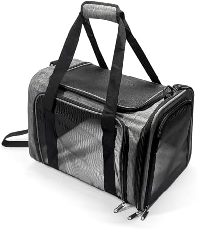 Pet Carrier for Small Dogs Cats, Up to 15Lbs, Airline Approved Collapsible Travel Puppy Carrier, 17x11x11 Inches, Grey - Image 2