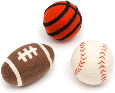 Glaciart One Felt Wool Balls for Dogs (3 Pcs)| Durable Dog Chew Toy, Puppy Chew Toys for Teething & Dog Teeth Cleaning | Pet Toys Fetch Games & for Anxiety/Boredom | Great for Small or Medium by GlaciartOne