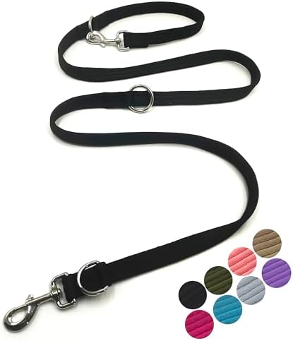 Multifunctional Double Ended Dog Leash,for Obedience Training Or Distance Work Easy to Use,Lightweight,Soft&Durable Convertible Hands Free,Crossbody,Over Shoulder(Black, 2M*2.5CM) by MoTaity
