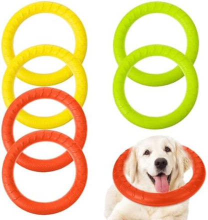 6 Pack Dog Toy Dog Training Ring for Outdoor Aggressive Durable Pet Chewers Fetch Toys Disc Floating Puppy Ring for Large Medium Puppy Training and Teeth Cleaning (7.17 Inch) by Unknown