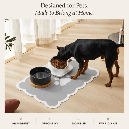 Scalloped Dog Feeding Mat, Grey, 14" X 19” - Image 3