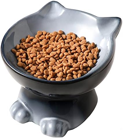 Nihow Elevated Cat Bowls,6 Inch Ceramic Raised Cat Food Bowl for Feeding by Nihow