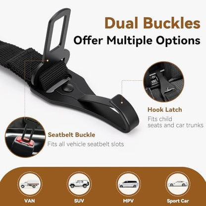 Universal Dog Seat Belt for Car, Dog Car Seatbelt, Black - Image 2