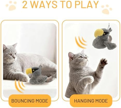 Puffluv Flapping Cat Toy,Interactive Shoebill Flapping Bird,CAN NOT Fly Auto Chirping & Beating Wings 6 Modes, USB Charging with Catnip for Indoor Kittens Active Fun - Image 5