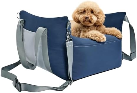 Amazon Basics Dog Car Seat, Pet Booster Car Seat for Small Medium Dogs, Outdoor Carrier Bed for Travel with Leash & Washable Cover by AmazonBasics