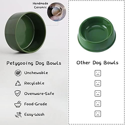 Petygooing 28 OZ Elevated/Raised Ceramic Dog Bowl for Small and Medium Breeds, Dog Food Water Dish with Stand,Pet Feeding Bowl Anti Slip Rubber for Small and Medium Dogs (3.6 Cups) Rust Green - Image 5