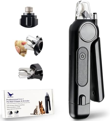 2-in-1 Dog Nail Clippers Grinder, HRC-48 Deep-U Blade for Thick Nails, LED by Unknown