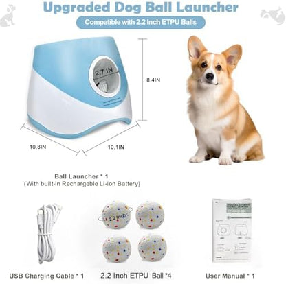 MEKAPLE Automatic Dog Ball Launcher for Small to Medium Dogs, 2.2 Inch ETPU Dog Ball Thrower, 3 Distance Adjustable 19-39 Ft Interactive Dog Toy, Mental Stimulating Puppy Toy with 4 ETPU Balls (Blue) - Image 5