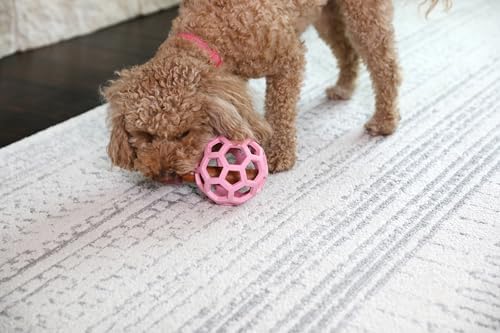 JW Pet HOL-ee Roller Dog Puzzle Ball, Medium 4.5in, Natural Rubber, Pink - Image 4