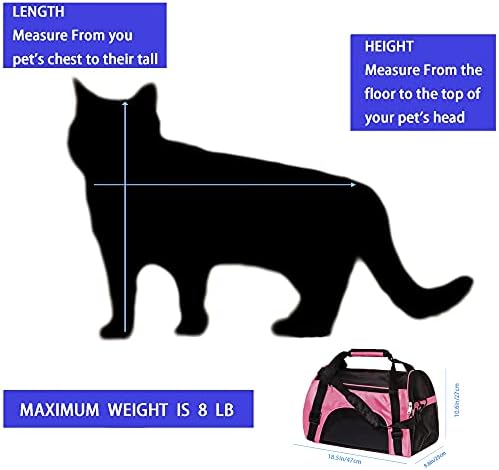 MuchL Pet Carrier Soft-Sided Carriers for Cat Carriers Dog Carrier for Small Medium Cats Dogs Puppies Pet Carrier Airline Approved Cat Dog Pet Travel Carrier (Medium,Pink) - Image 6