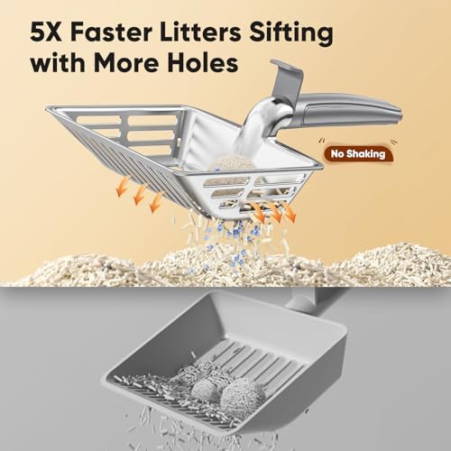 Large Metal Cat Litter Scoop w/ Deep Shovel, Dual-Size Holes & Hanging Hook - Image 7