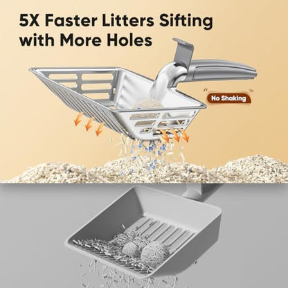 Large Metal Cat Litter Scoop w/ Deep Shovel, Dual-Size Holes & Hanging Hook - Image 7