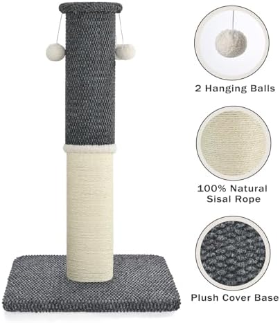 Made4Pets Cat Scratching Post with Sisal & Carpet for Indoor Cats, 23.6" - Image 3