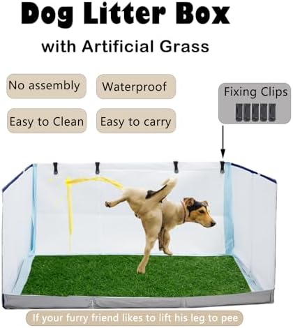 Dog Grass Pad with Tray,Foldable Dog Litter Box with High Walls,Odor Free Artificial Grass Pad for Dog Potty,No Assembly,No Spill, Waterproof, Easy to Clean (Black Star, S-23.6''Lx23.6''Wx12''H) - Image 2