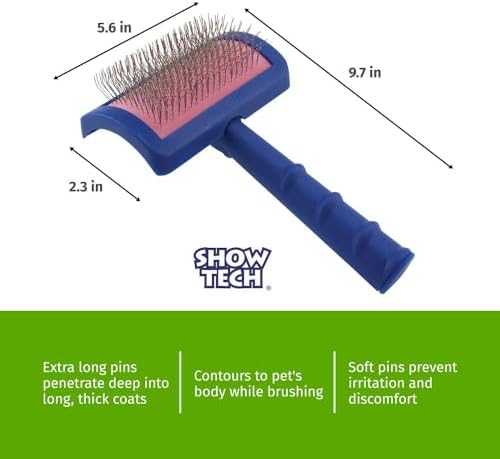 Show Tech Tuffer Than Tangles Slicker Brush for Dog Grooming with Long, Regular Pins, Medium Size, Perfect for Doodle Breeds, Angled Pins for Dematting, Remove Undercoat, Comfort Grip Handle - Image 3