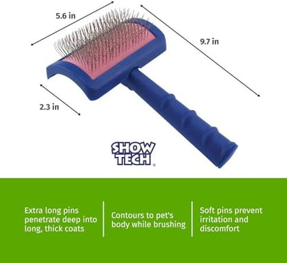 Show Tech Tuffer Than Tangles Slicker Brush for Dog Grooming with Long, Regular Pins, Medium Size, Perfect for Doodle Breeds, Angled Pins for Dematting, Remove Undercoat, Comfort Grip Handle - Image 3