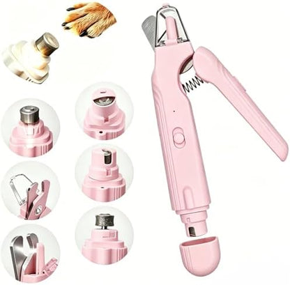 Quiet 2 in 1 Dog Nail Clippers & Cat Claw Trimmers,USB Rechargeable Claw Clippers for Small Medium Dogs and Cats,Cordless Safe Guard Nail Grinder with LED Lights Pink by Unknown