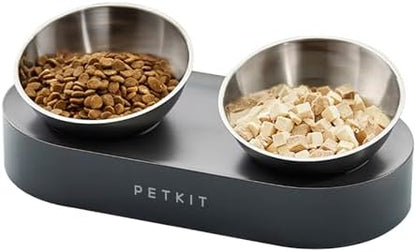 PETKIT 304 Stainless Steel Elevated Cat Bowls&Dog Bowls,Raised Cat Food and Water Bowl Set, Non-Slip, Anti Vomiting 15°Tilted Cat Small Animal Plate by Unknown
