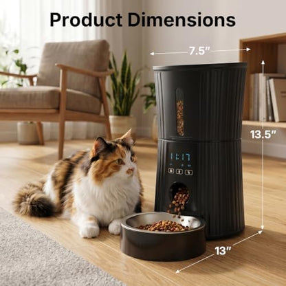 NEWBULIG Automatic Cat Feeder with APP 4L Small Dog Food Dispenser, Black - Image 6