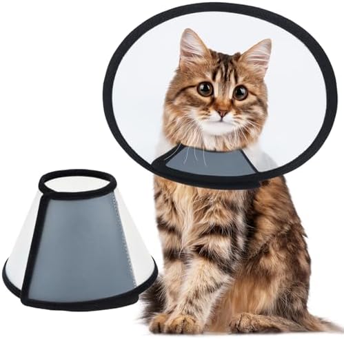 Vivifying Cat Cone, Adjustable Recovery Pet Cone, Lightweight Plastic Elizabethan Collar for Large Cats and Small Size Dogs by Vivifying
