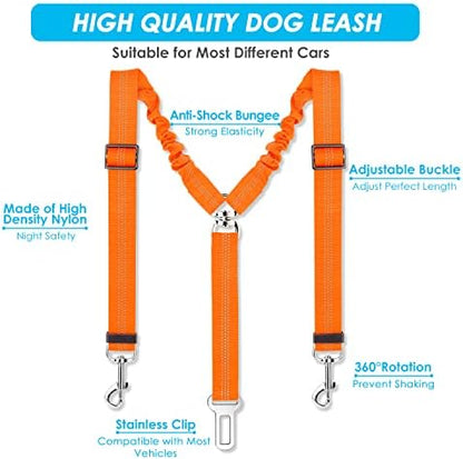 SlowTon Double Dog Seat Belt for Car with Elastic Bungee Buffer, Adjustable - Image 3