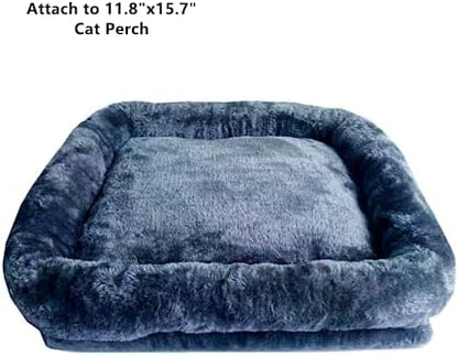 SHENGOCASE Cat Tree Tower Accessories Replacement Parts Top Cushion Bed Cover for Cat Perch with Elastic Band (11.8" x 15.7", Grey) - Image 2