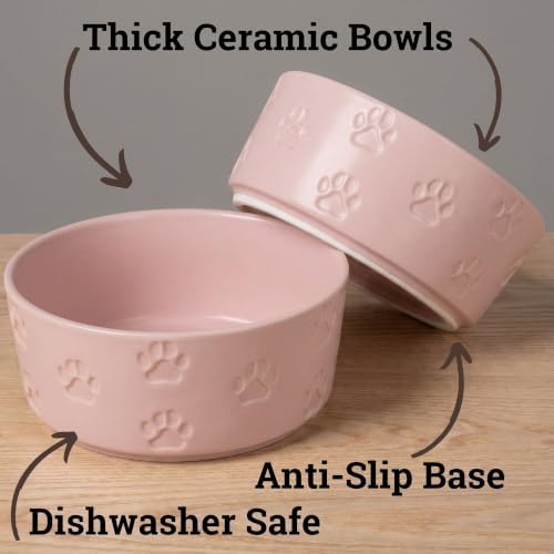 Ceramic Dog Bowl Set of 2 w/ Anti-Skid Base 6.5"W x 2.5"H, 3.8 Cup Capacity - Image 2