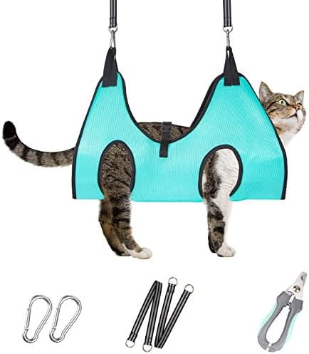 ATESON Cat Grooming Hammock - Dog Grooming Harness with Nail Trimming Feature (XS, 15lb), Dog Sling for Nail Clipping by ATESON