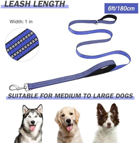 Hikiko 6FT Double Handle Traffic Dog Leash Reflective,Blue - Image 6