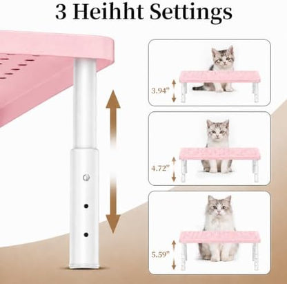 Adjustable Automatic Cat Feeder Stand - Elevated Cat Feeder Stand with 3 Height Settings, Fits Most Automatic Feeders & Tradition Bowls, Raised Pet Feeding Table Station for Cats & Small Dogs - Pink - Image 2