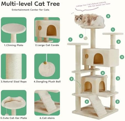 DUMOS 54-inch Cat Tree Tower with Scratching Posts, Indoor Use - Image 3