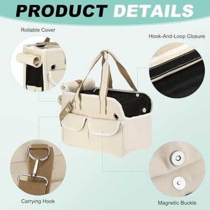 Cat Carrier for Pet White Dog Carrier Carrying Case Up to 16.5lbs - Image 3