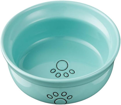Ceramic Dog Bowls, Pet Feeding Bowls for Cats and Small Dogs 20 oz (6", Blue/Pink/White)